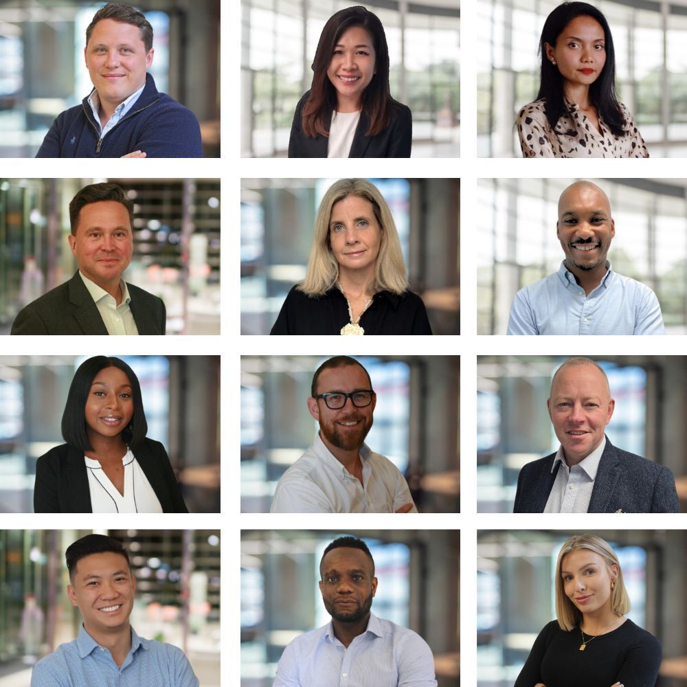 Grid of diverse professionals in business attire, representing Danos Group’s legal, compliance, and governance recruitment team.